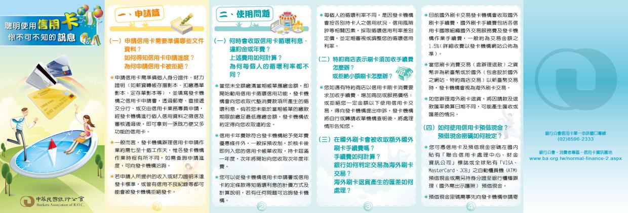 「聰明使用信用卡你不可不知的訊息」宣導文宣